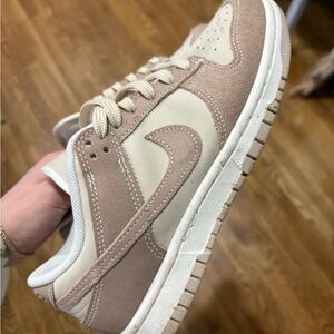 Nike Women's Beige and Cream Low-Top Suede Sneakers